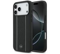 CG MOBILE Mercedes - Cover in pelle con motivo a stelle, compatibile con MagSafe per iPhone 17 Pro Max (nero)
