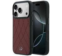CG MOBILE Mercedes - Custodia in pelle con linee incrociate compatibile con MagSafe per iPhone 17 Pro Max (rosso)