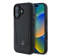 CG Mobile Mercedes MEHCP16SARMBK - Custodia per iPhone 16 6.1", in pelle, colore: Nero