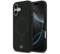 Custodia iPhone 17 Mercedes In Vera Pelle Nera Con Logo In Metallo MagSafe