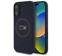 CG MOBILE Red Bull RBHMP16S24SIILVR Custodia per iPhone 16 6.1 Pollici Blu Navy Licenza Silicone Red Ring Compatibile MagSafe