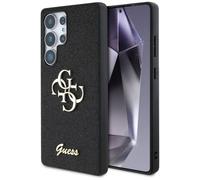 CG MOBILE Sotto licenza Guess Custodia per S25 Nero Pelle 4G Colored Ring Classic Logo Compatibile con MagSafe