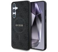 CG MOBILE Sotto licenza Guess Custodia per S25 Ultra Nero Pelle 4G Colored Ring Classic Logo Compatibile con MagSafe