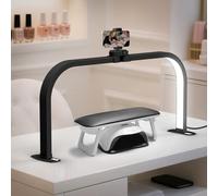 CGBE Lampada Mezza Luna da Tavolo per Unghie: Pieghevole Lampada da Scrivania per Unghie con Portacellulare per Onicotecniche - Dimmerabile LED Luce per Manicure Tatuaggi Artigianato - Nero