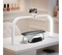 CGBE Lampada Mezza Luna da Tavolo per Unghie: Pieghevole Lampada da Scrivania per Unghie con Portacellulare per Onicotecniche - Dimmerabile LED Luce per Manicure Tatuaggi Artigianato - Bianco