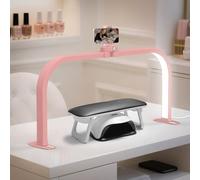 CGBE Lampada Mezza Luna da Tavolo per Unghie: Pieghevole Lampada da Scrivania per Unghie con Portacellulare per Onicotecniche - Dimmerabile LED Luce per Manicure Tatuaggi Artigianato - Rosa