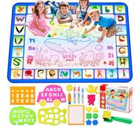 CGBOOM Doodle Tappeto Magico, Acqua Grandi Disegno Mat 100x 80 cm con 4 Penne e Colorato Libretto, Regalo Giocattolo Educativo per Bambini