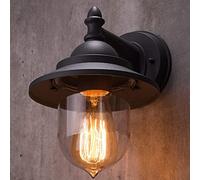 CGC Lighting applique da esterno Lanterna decorativa da giardino con vite standard E27, per portico (Nero)