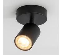 CGC Lighting Faretti da Soffitto Orientabili, GU10 Faretti LED da Soffitto, Moderna Plafoniera LED Faretti 1 Luce, Faretto da Parete Interno per Barra, Cameretta, Cucina, Senza Lampadina (Nero)