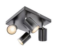 CGC Lighting Faretti da Soffitto Orientabili, GU10 Faretti LED da Soffitto, Moderna Plafoniera LED Faretti 4 Luce, Faretto da Parete Interno per Barra, Cameretta, Cucina, Senza Lampadina (Nero)