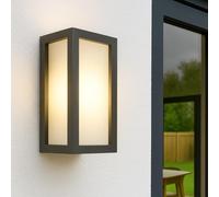 CGC Lighting Lampada da Parete Esterna Illuminazione Nera Lanterna Lampadina E27 Diffusore Opale LED