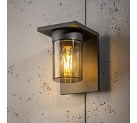 CGC Lighting Lampada da parete Esterna Lanterna Grigio Scuro Diffusore Fumo IP54 Lampadina E27