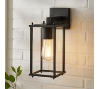 CGC Lighting Lampada da parete per esterni con alimentazione di rete in vetro smussato, lanterna da carrozza per portico e giardino, lampada decorativa impermeabile (nero verso il basso)