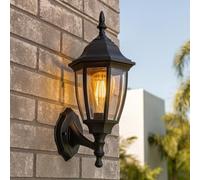CGC Lighting Lampada da parete per esterni da esterno, nera, tradizionale, lampadina E27 (non inclusa) (Nero 2)