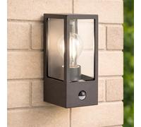 CGC Lighting Lampada da parete per esterni Illuminazione e diffusore trasparente IP44 E27 Sensore di movimento (Nero PIR)