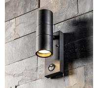 CGC Lighting Lampada da parete per esterni IP44 con sensore di movimento PIR GU10 su e giù (nero)