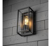 CGC Lighting Lampada da parete per esterno, nera, alimentazione di rete, E27, Modern (Nero)