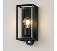 CGC Lighting Lampada da parete per esterno, nera, alimentazione di rete, E27, Modern (Nero PIR)