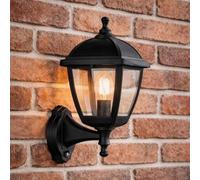 CGC Lighting Lanterna da parete per esterni con diffusore trasparente IP44 policarbonato Coastal Large Nero E27 (Nero PIR)