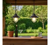 CGC Lighting Lanterna da parete per esterni e esterni, da giardino, veranda, veranda, capanno tradizionale, vintage, retrò, nero