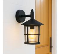 CGC Lighting Lanterna da parete per esterni, grande, con diffusore in vetro trasparente tradizionale nero, E27