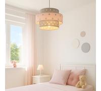 CGC Lighting Paralume da soffitto, per cameretta, sala giochi, installazione semplice, non elettrica, motivo stella, paralumi (Rosa e grigio)