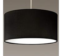 CGC Lighting Paralume Paralumi in tessuto Lampada da tavolo a sospensione a tamburo con diffusore inferiore bianco opalino massiccio, camera da letto, sala da pranzo 30cm (Nero)