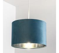 CGC Lighting Paralume per lampada da soffitto, materiale in velluto, tamburo, rotondo, con interno riflettente (Verde acqua)