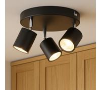 CGC Nero, Tre Plafoniera Rotonda Tripla Spot Cromata Teste Angolo Regolabile LED