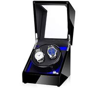 CGCSYZ Scatola avvolgitore per Orologi Neri per Orologi Automatici Doppi, Custodia avvolgitore Automatica, con Luce LED Blu, Accessori Motore Super Silenzioso （C）