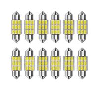 CGEAMDY 12PCS Lampada LED Siluro Ultra Luminose, 12V Lampada a Siluro a Luminoso Eccellente, Super Luminosi Bianca Lampadine, Per Auto Cupola Mappa Tronco Luce Di Interne Luci di Lettura (39mm)
