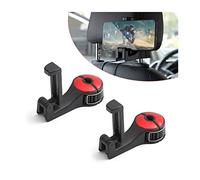CGEAMDY 2 ganci per seggiolino auto, poggiatesta per auto, 2 in 1 Auto Gancio Seggiolino, gancio nascosto,rotazione a 360° gancio per sedile posteriore con supporto per smartphone (Rosso)