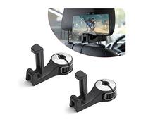 CGEAMDY 2 ganci per seggiolino auto, poggiatesta per auto, 2 in 1 Auto Gancio Seggiolino, gancio nascosto,rotazione a 360° gancio per sedile posteriore con supporto per smartphone (Argento)