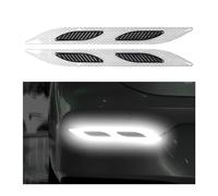 CGEAMDY 2 Pezzi Adesivi Riflettenti per Auto, Decalcomanie Di Visibilità Notturna in Fibra Di Carbonio 3D per Porte Dell'auto, Adesivi Di Sicurezza per Notturna Su Parafango(Bianco)