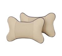 CGEAMDY 2 Pezzi Cuscino Poggiatesta Auto, Cuscino Poggiatesta per Poggiatesta Sedile Auto Realizzato in Cotone Di Lana E Pelle, Cuscino Auto per Alleviare L'affaticamento Del Collo(Beige)