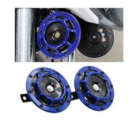 CGEAMDY 2 Pezzi Kit Clacson Auto 12V, Auto Aria Elettrica Chiocciola Doppio Clacson Con Alto Basso Tono, Auto Horn Super Loud Alto Tono E Basso Tono Metallo Twin Horn Kit, Per Camper(Blu)
