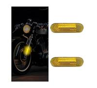 CGEAMDY 2 Pezzi Riflettore Posteriore Moto Bicicletta Autoadesivo, Riflettore Multifunzionale Omologato per Anteriore E Posteriore, Riflettori a Occhio Di Gatto per Moto(Giallo 76.8x29x13mm)