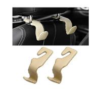 CGEAMDY 2PCS Ganci Poggiatesta per Seggiolino Auto, Ganci Auto Multifunzionali in Acciaio Inossidabile in Resistenti Pelle PU, Universale Organizer Portatili Ganci per Poggiatesta Sedile (Beige)