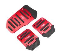 CGEAMDY 3PCS Copripedali Antiscivolo per Auto Pedali, Pedaliera Auto in Metallo per Freni, Frizione E Accelerazione, Pedaliera Di Benvenuto Universale Antiscivolo per Trasmissione Manuale(Rosso)