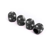 CGEAMDY 4 Pcs Tappi Valvola per Pneumatici Bling, Cristallo Auto Pneumatici Valvola Tappi, Cappucci per Pneumatici Ruota, Decor Accessori Auto, per Auto, Camion, Motocicli e Biciclette (Nero)