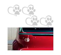 CGEAMDY 4 Pezzi Adesivo Auto Forma Zampa con Cuore, Decalcomania Auto Impronta Zampa, Adesivi Impermeabili Stampa Cane Autoveicoli, Accessori Decorazione Universale per Auto Paraurti(Bianco)