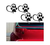 CGEAMDY 4 Pezzi Adesivo Auto Forma Zampa con Cuore, Decalcomania Auto Impronta Zampa, Adesivi Impermeabili Stampa Cane Autoveicoli, Accessori Decorazione Universale per Auto Paraurti(Nero)
