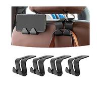 CGEAMDY 4 Pezzi Gancio Poggiatesta Auto, Ganci Borse per Auto Nascosti Poggiatesta 2 in 1 Ganci Seggiolino Auto, Gancio Portaoggetti Sedile Posteriore per Cellulare Borse Della Spesa (Nero)