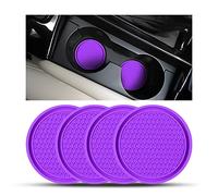 CGEAMDY 4 Pezzi Sottobicchieri da Auto Universale, PVC Spesso Sottobicchieri per Auto, Portabicchieri Inserto Sottobicchieri, Universali Car Coaster per Portabicchieri Portabicchieri(Viola)