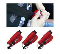 CGEAMDY Accessorio di Sicurezza 2 in 1 per Portachiavi, Taglierino D'emergenza per Cinture di Sicurezza e Martello Rompivetro, Strumento Portachiavi Originale per Fuga D'emergenza Auto (Rosso)