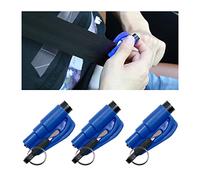 CGEAMDY Accessorio di Sicurezza 2 in 1 per Portachiavi, Taglierino D'emergenza per Cinture di Sicurezza e Martello Rompivetro, Strumento Portachiavi Originale per Fuga D'emergenza Auto (Blu)