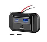 CGEAMDY Adattatore di ricarica rapida impermeabile, presa USB da 12 V, Dual Quick Charge PD3.0 Type-C e QC3.0 USB con interruttore, per barca marina e moto