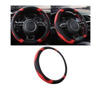 CGEAMDY Coprivolante in Microfibra Morbido, Protezione Del Volante Dell'auto Senza Anello Interno, Protettore Del Volante Antiscivolo E Traspirante per Uomini Donne E Quattro Stagioni(Nero Rosso)