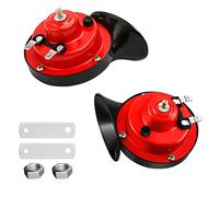 CGEAMDY Corno di Lumaca 300DB, 2 Pezzi 12V Super Rumoroso Clacson per Auto, Clacson Ad Aria Compressa Impermeabile, Corno a Lumaca Elettrico Air Horn per Auto Camion Moto Barca Motociclo (Rosso)