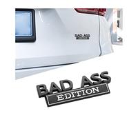 CGEAMDY Emblemi Auto Parafango Laterale Posteriore, 3D Metallo BAD-ASS Edition Emblema Targhetta per Auto Metal Logo, Decalcomania Auto Camion Parafango Posteriore Tronco Badge Sticker(Nero-Bianco)